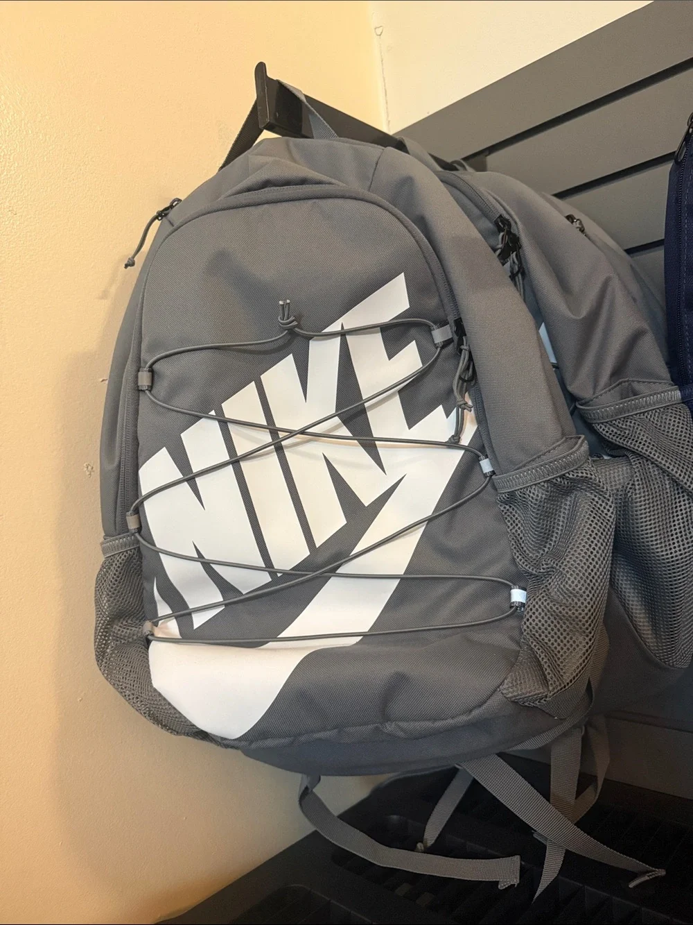Nike Gray Backpack with Large White Swoosh - Men's